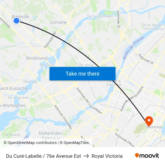 Du Curé-Labelle / 76e Avenue Est to Royal Victoria map