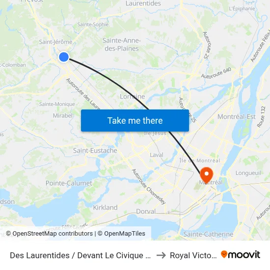 Des Laurentides / Devant Le Civique 1150 to Royal Victoria map