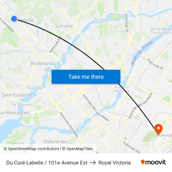 Du Curé-Labelle / 101e Avenue Est to Royal Victoria map