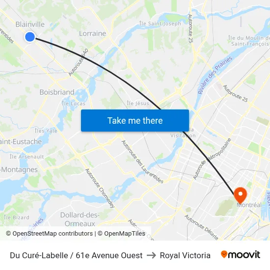 Du Curé-Labelle / 61e Avenue Ouest to Royal Victoria map