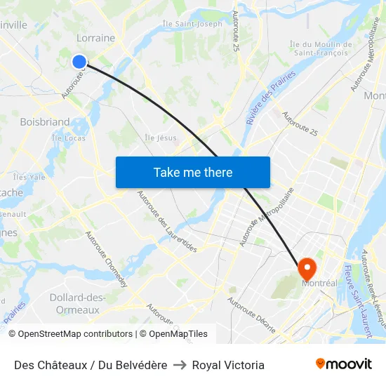Des Châteaux / Du Belvédère to Royal Victoria map
