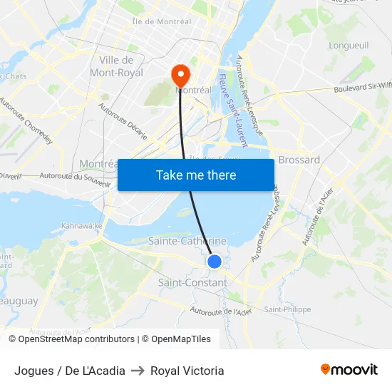 Jogues / De L'Acadia to Royal Victoria map