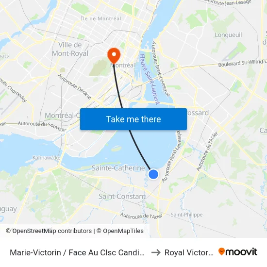Marie-Victorin / Face Au Clsc Candiac to Royal Victoria map