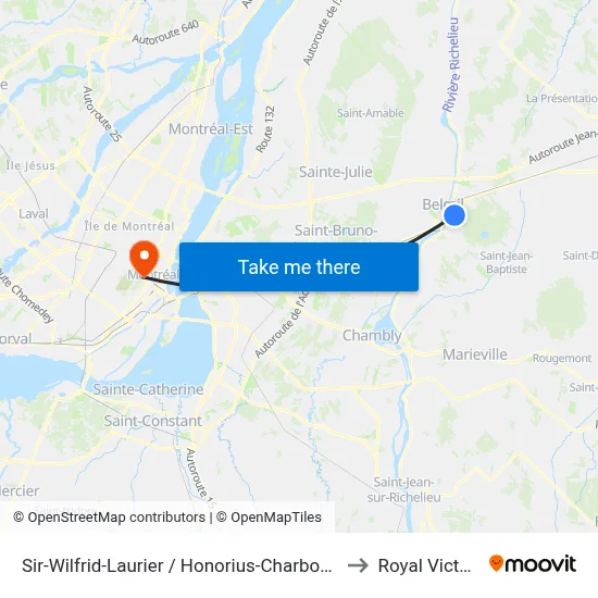 Sir-Wilfrid-Laurier / Honorius-Charbonneau to Royal Victoria map