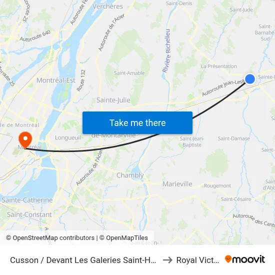 Cusson / Devant Les Galeries Saint-Hyacinthe to Royal Victoria map