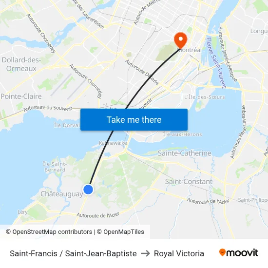 Saint-Francis / Saint-Jean-Baptiste to Royal Victoria map