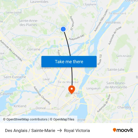 Des Anglais / Sainte-Marie to Royal Victoria map