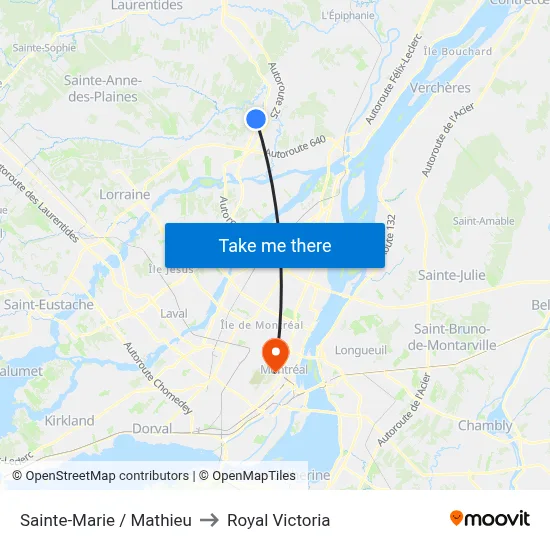 Sainte-Marie / Mathieu to Royal Victoria map