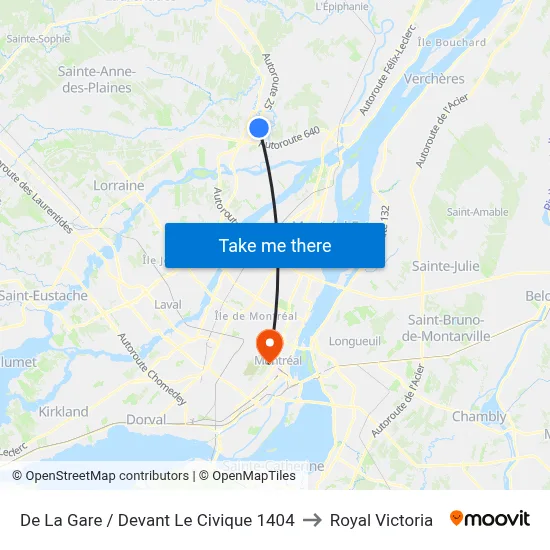 De La Gare / Devant Le Civique 1404 to Royal Victoria map