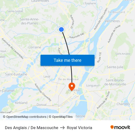 Des Anglais / De Mascouche to Royal Victoria map