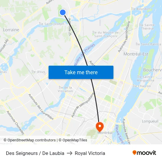 Des Seigneurs / De Laubia to Royal Victoria map
