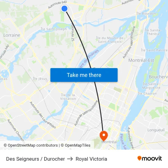 Des Seigneurs / Durocher to Royal Victoria map