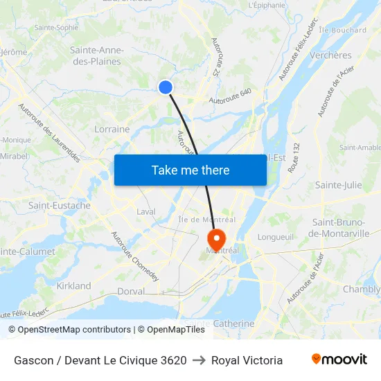Gascon / Devant Le Civique 3620 to Royal Victoria map