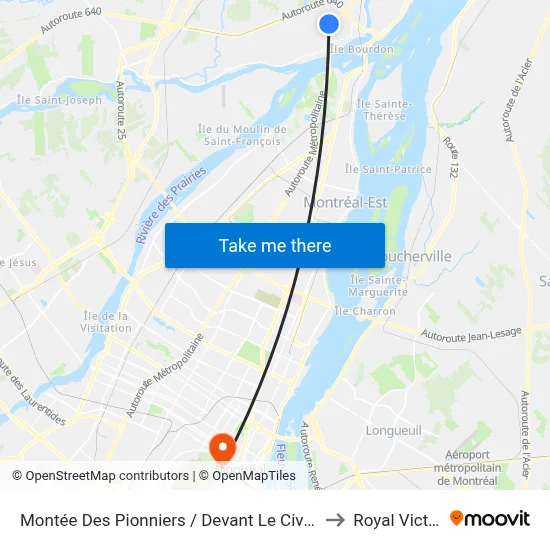 Montée Des Pionniers / Devant Le Civique 830 to Royal Victoria map