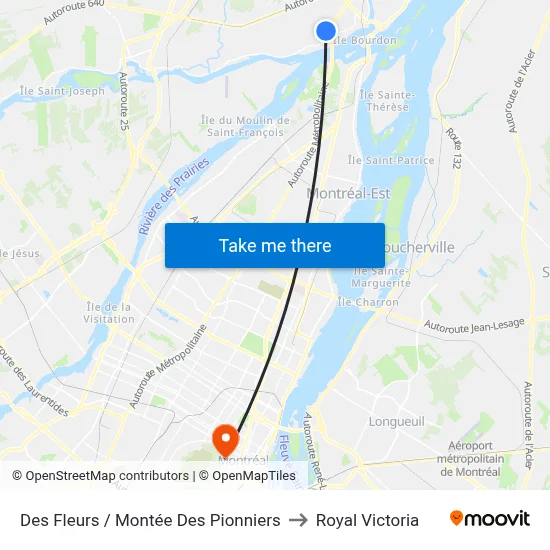 Des Fleurs / Montée Des Pionniers to Royal Victoria map