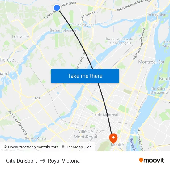 Cité Du Sport to Royal Victoria map