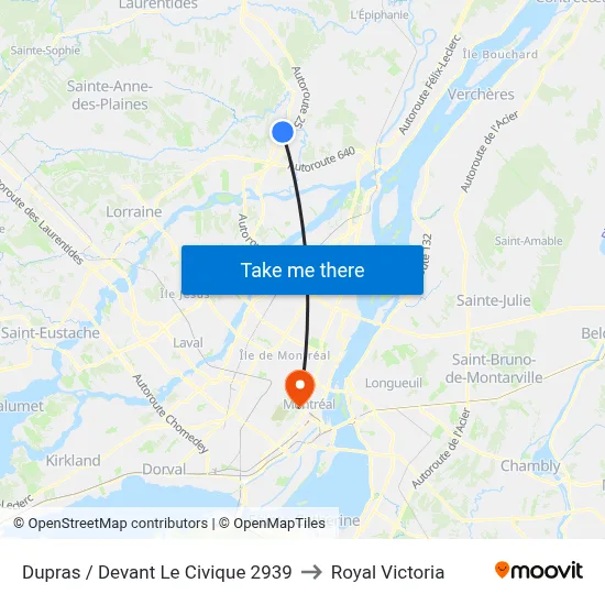 Dupras / Devant Le Civique 2939 to Royal Victoria map