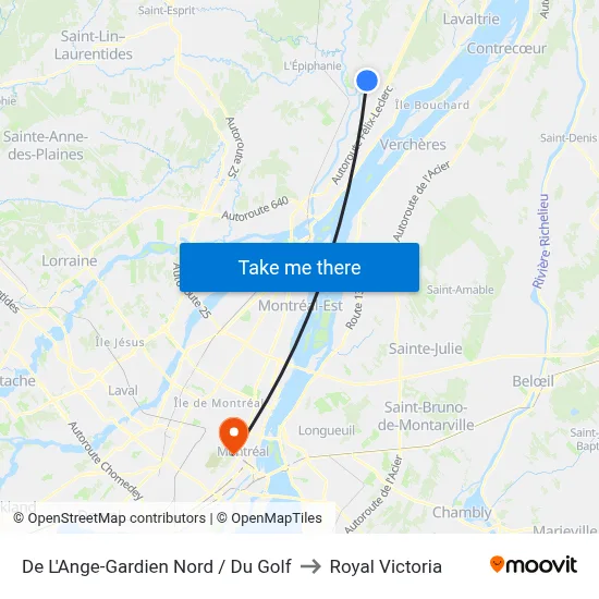 De L'Ange-Gardien Nord / Du Golf to Royal Victoria map