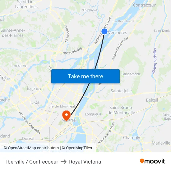 Iberville / Contrecoeur to Royal Victoria map