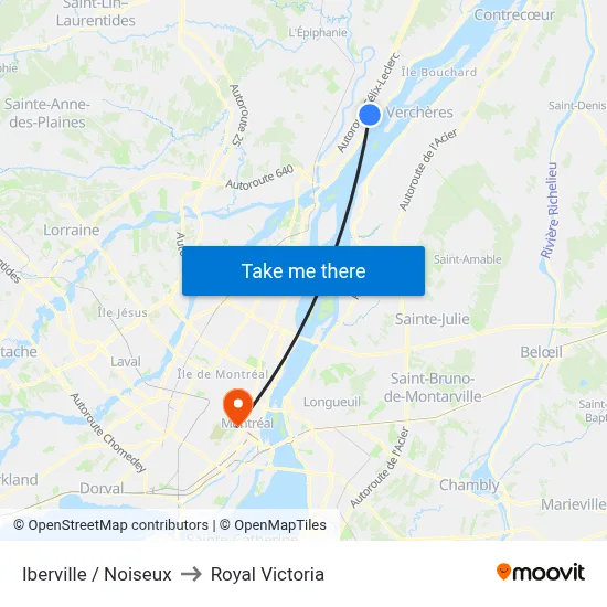 Iberville / Noiseux to Royal Victoria map