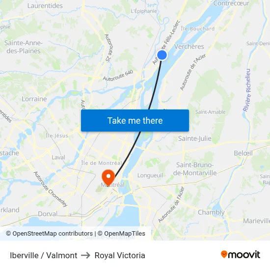 Iberville / Valmont to Royal Victoria map