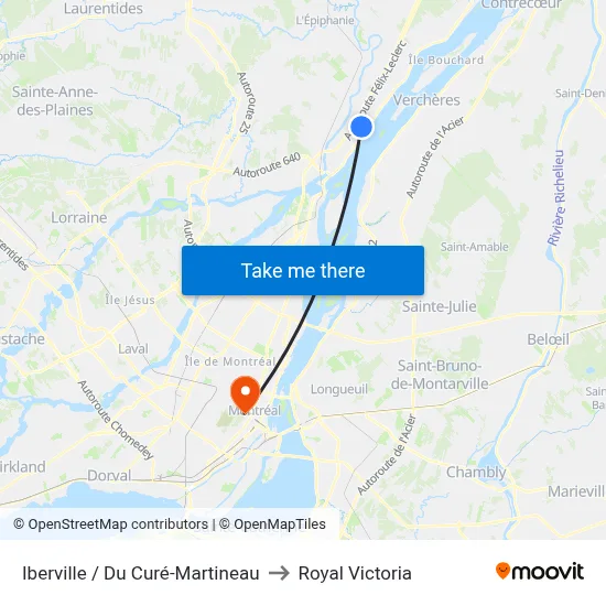 Iberville / Du Curé-Martineau to Royal Victoria map