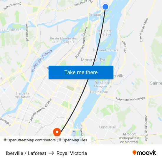 Iberville / Laforest to Royal Victoria map