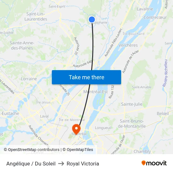 Angélique / Du Soleil to Royal Victoria map
