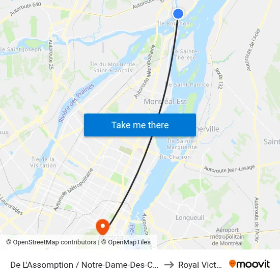 De L'Assomption / Notre-Dame-Des-Champs to Royal Victoria map