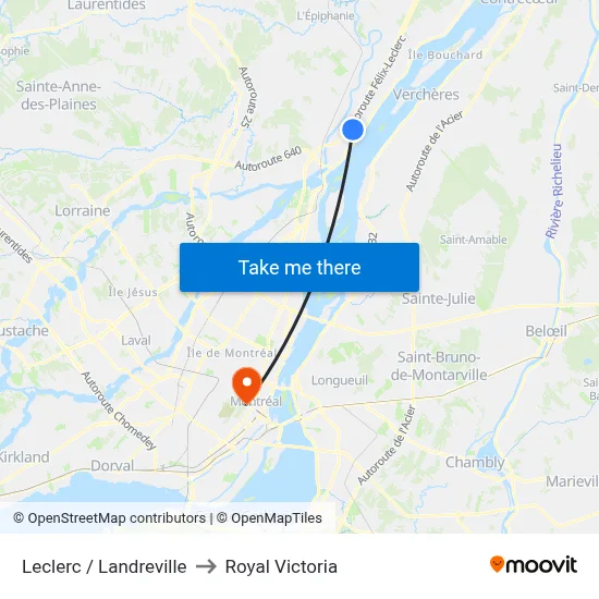 Leclerc / Landreville to Royal Victoria map