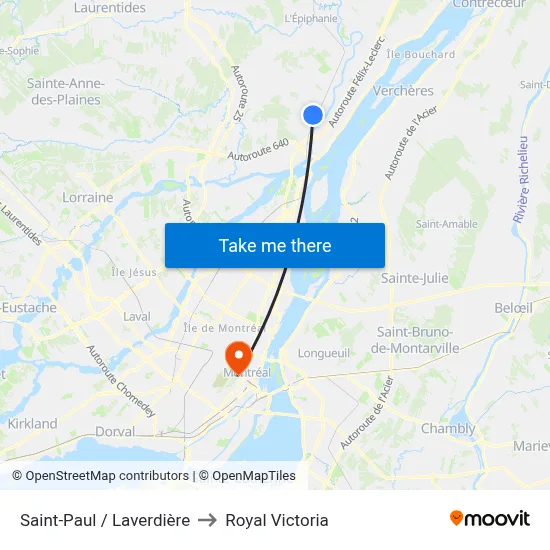 Saint-Paul / Laverdière to Royal Victoria map