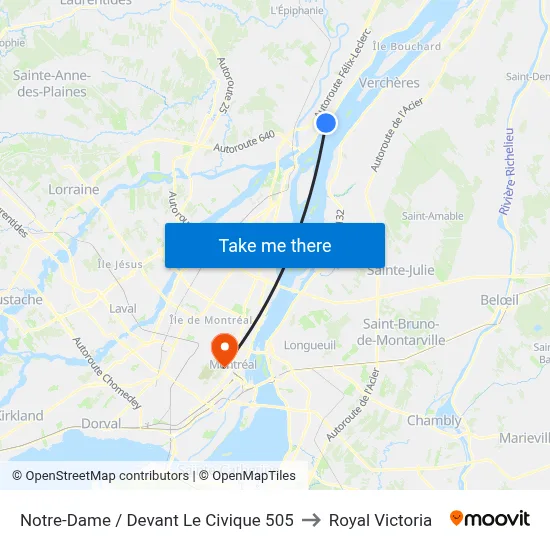 Notre-Dame / Devant Le Civique 505 to Royal Victoria map