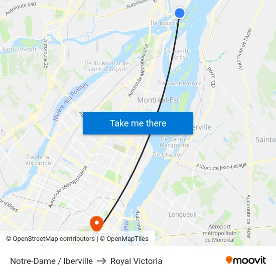 Notre-Dame / Iberville to Royal Victoria map