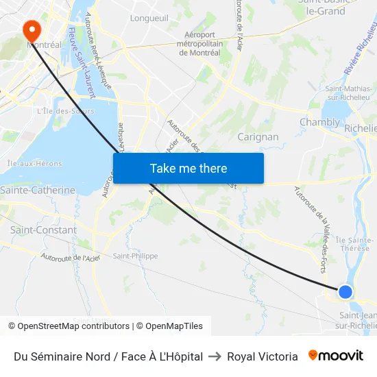 Du Séminaire Nord / Face À L'Hôpital to Royal Victoria map