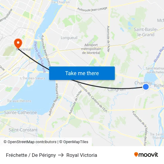 Fréchette / De Périgny to Royal Victoria map