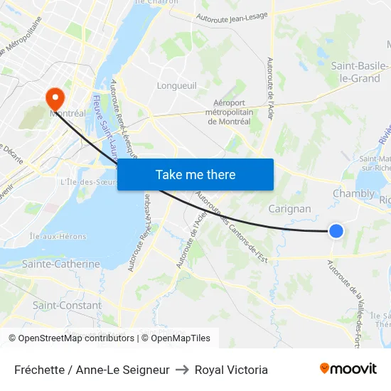 Fréchette / Anne-Le Seigneur to Royal Victoria map