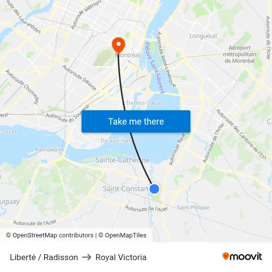 Liberté / Radisson to Royal Victoria map