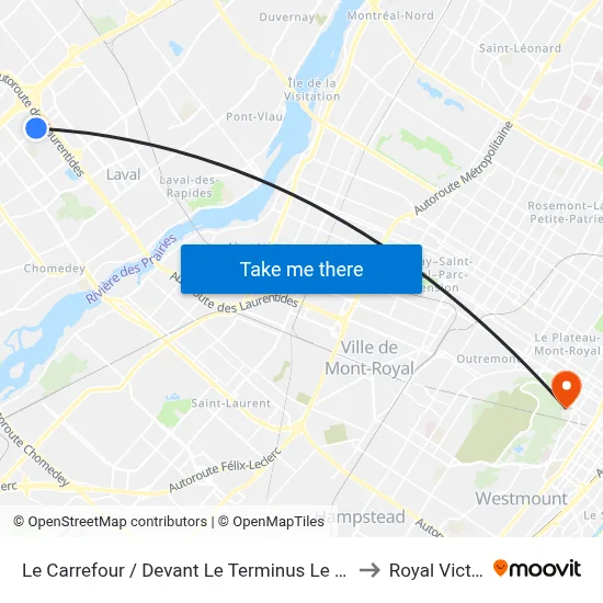 Le Carrefour / Devant Le Terminus Le Carrefour to Royal Victoria map