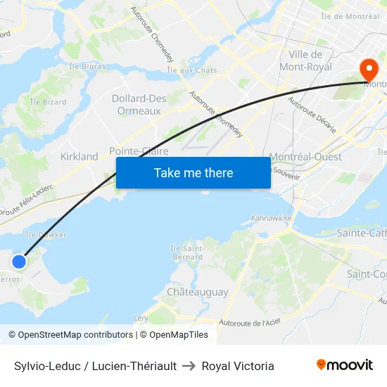 Sylvio-Leduc / Lucien-Thériault to Royal Victoria map