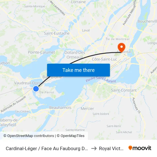 Cardinal-Léger / Face Au Faubourg De L'Île to Royal Victoria map