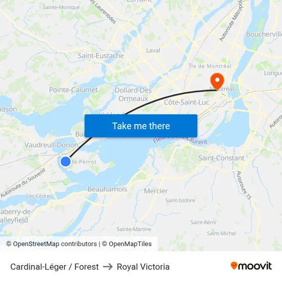 Cardinal-Léger / Forest to Royal Victoria map