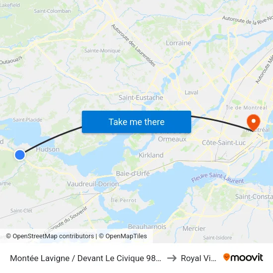 Montée Lavigne / Devant Le Civique 98 (Pétro Canada) to Royal Victoria map