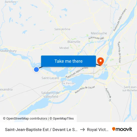 Saint-Jean-Baptiste Est / Devant Le Super C to Royal Victoria map