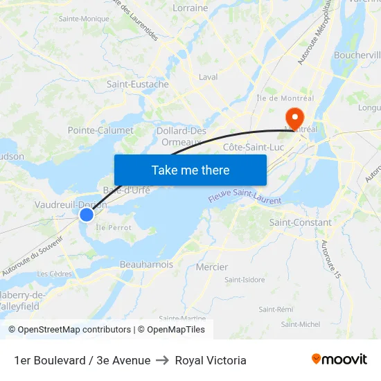 1er Boulevard / 3e Avenue to Royal Victoria map