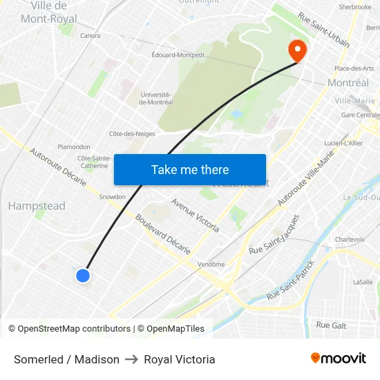 Somerled / Madison to Royal Victoria map