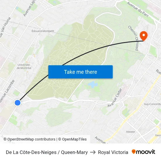 De La Côte-Des-Neiges / Queen-Mary to Royal Victoria map