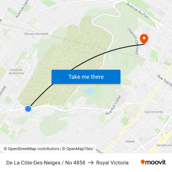 De La Côte-Des-Neiges / No 4858 to Royal Victoria map