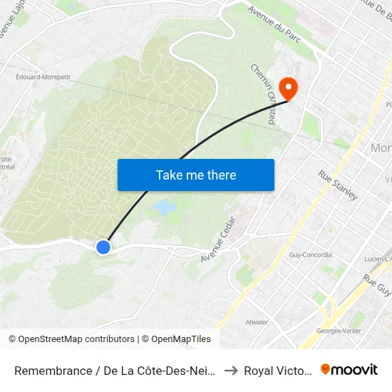 Remembrance / De La Côte-Des-Neiges to Royal Victoria map