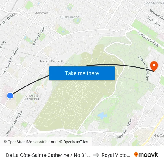 De La Côte-Sainte-Catherine / No 3175 to Royal Victoria map