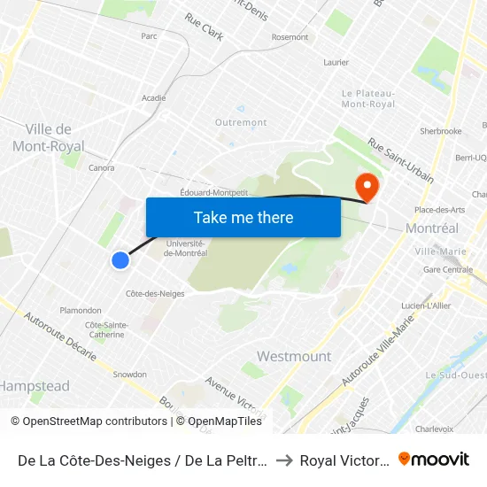 De La Côte-Des-Neiges / De La Peltrie to Royal Victoria map